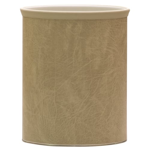 Glamour Line, Leatherette 13 Quart Oval Wastebasket, Antique White